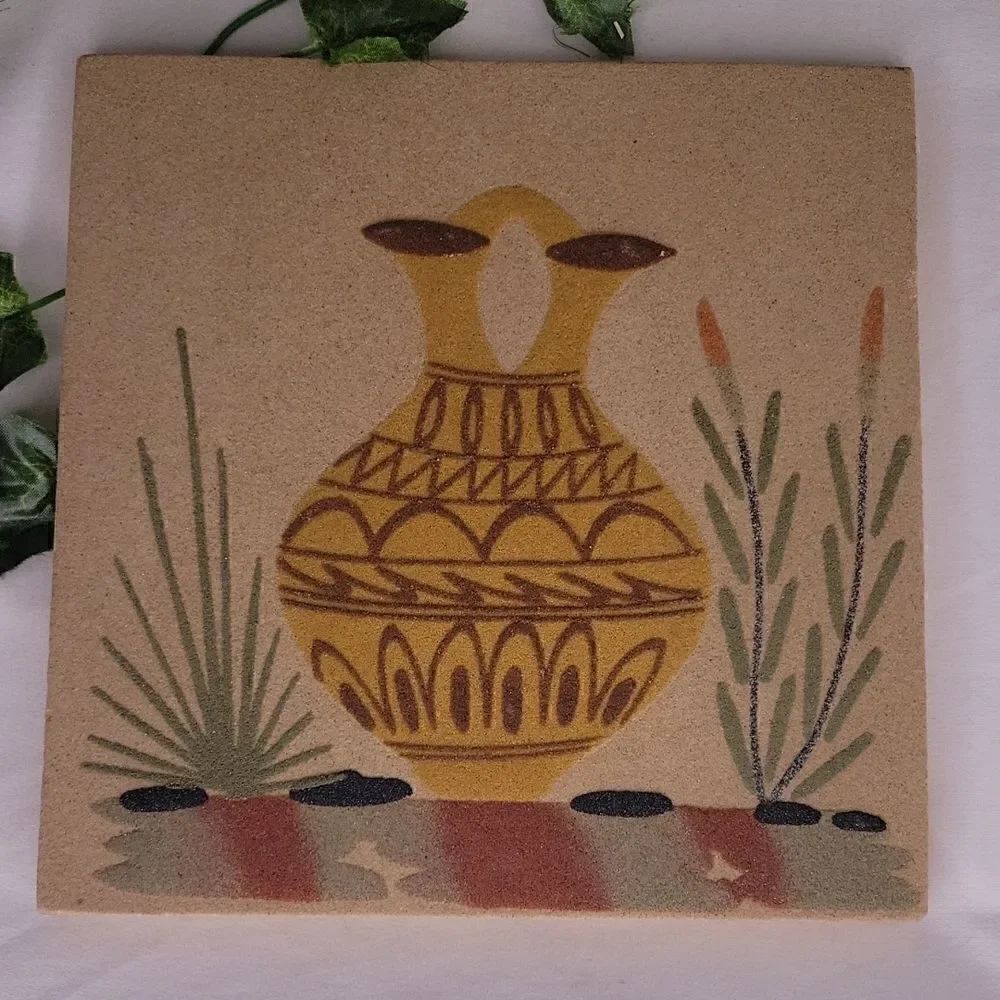 Native American. Sand Pottery. Coaster Set. Authentic. Like New - Picture 4 of 11